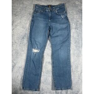 Lee Womens Straight Leg Distressed Jeans‎ Medium Wash Blue Size 6 Medium Stretch